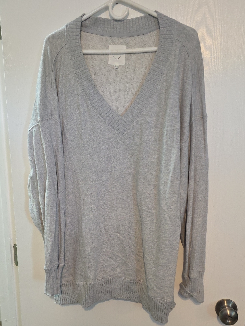 aerie Light Gray V-Neck Sweatshirt